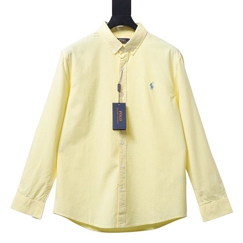 Ralph Lauren Small Warhorse Logo Embroidered Long-Sleeve Shirt Yellow,Ralph Lauren T-Shirts,T-Shirts,CLOTHES