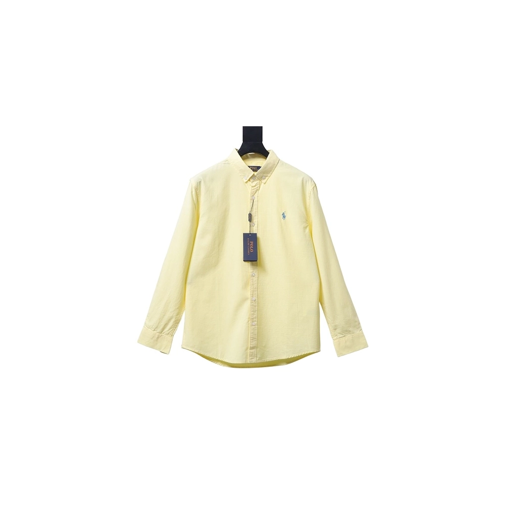 Ralph Lauren Small Warhorse Logo Embroidered Long-Sleeve Shirt Yellow,Ralph Lauren T-Shirts,T-Shirts,CLOTHES
