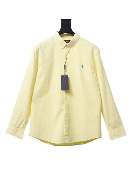 Ralph Lauren Small Warhorse Logo Embroidered Long-Sleeve Shirt Yellow,Ralph Lauren T-Shirts,T-Shirts,CLOTHES