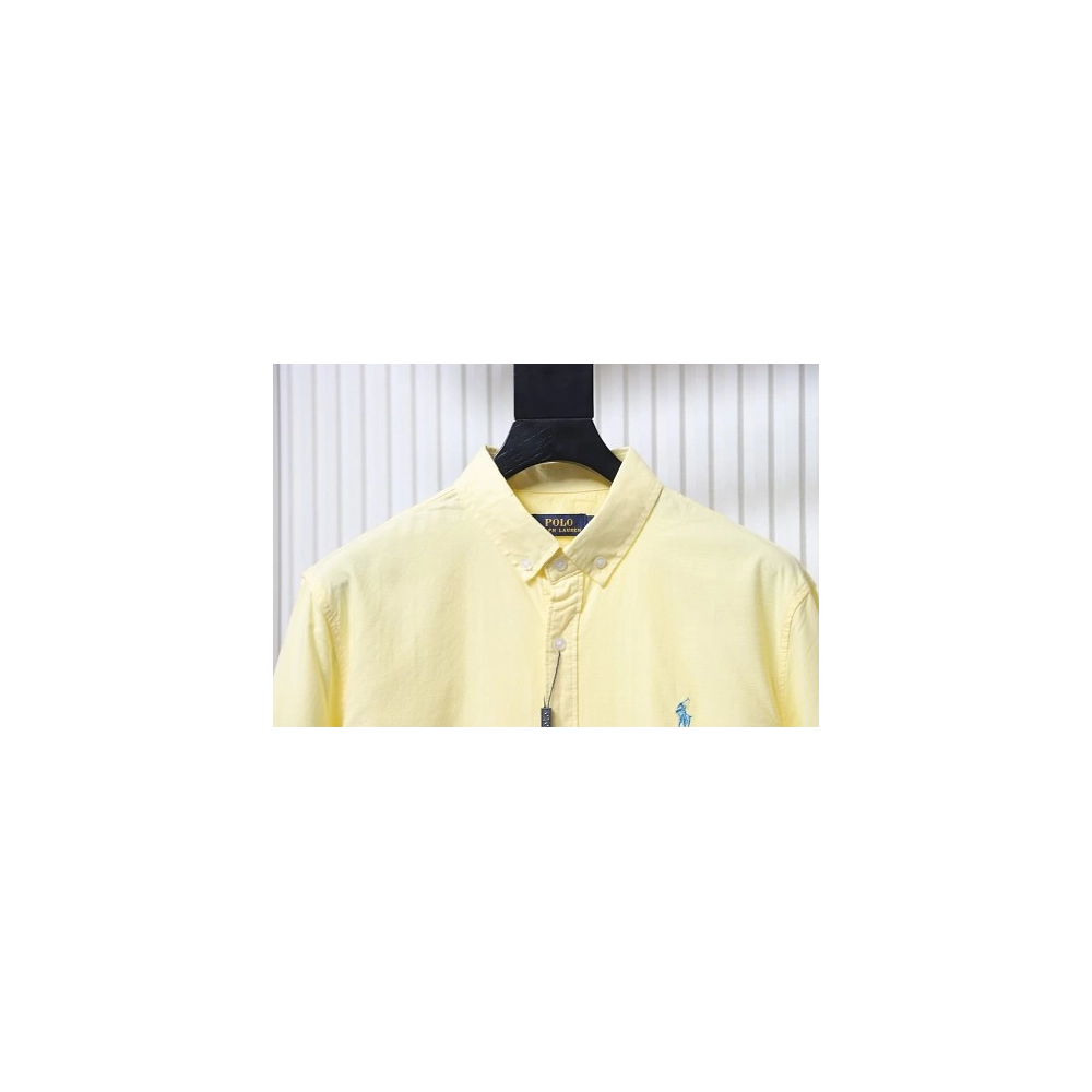 Ralph Lauren Small Warhorse Logo Embroidered Long-Sleeve Shirt Yellow,Ralph Lauren T-Shirts,T-Shirts,CLOTHES