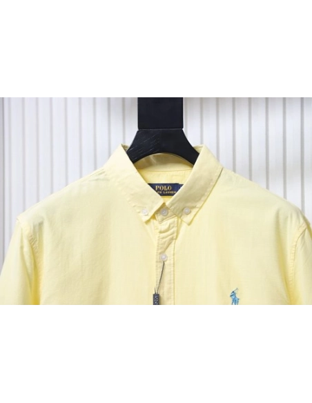 Ralph Lauren Small Warhorse Logo Embroidered Long-Sleeve Shirt Yellow,Ralph Lauren T-Shirts,T-Shirts,CLOTHES