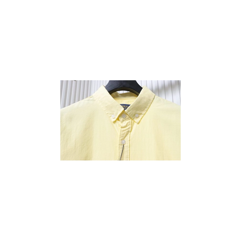 Ralph Lauren Small Warhorse Logo Embroidered Long-Sleeve Shirt Yellow,Ralph Lauren T-Shirts,T-Shirts,CLOTHES