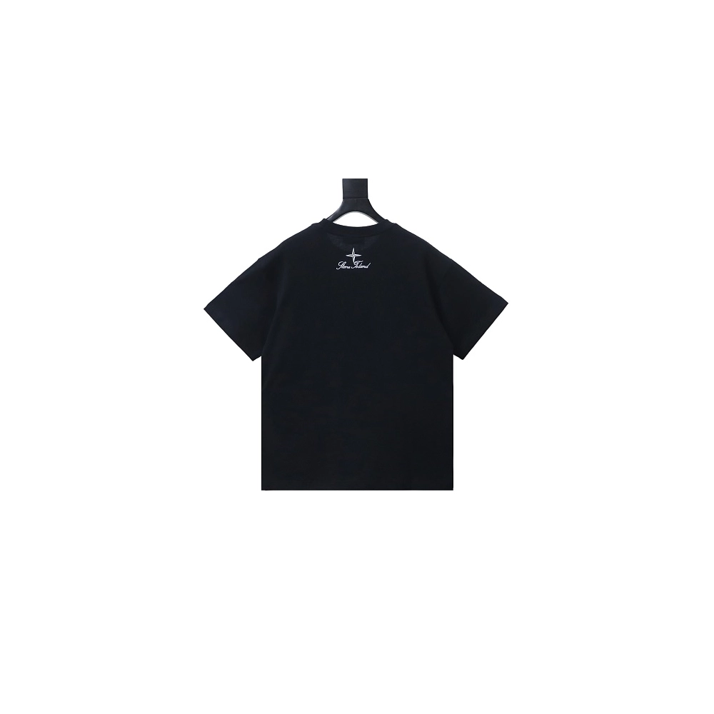 Stone Island Letter Embroidery T-Shirt Black,Stone Island T-Shirts,T-Shirts,CLOTHES