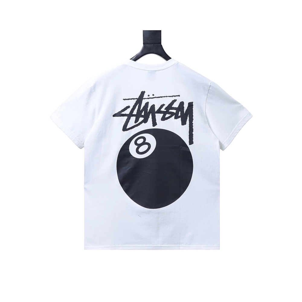 Stussy 8-Ball Billiards Graphic T-Shirt White,Stussy T-Shirts,T-Shirts,CLOTHES