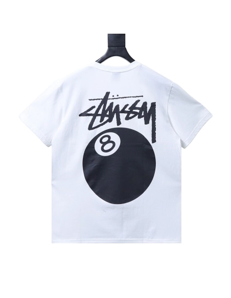 Stussy 8-Ball Billiards Graphic T-Shirt White,Stussy T-Shirts,T-Shirts,CLOTHES