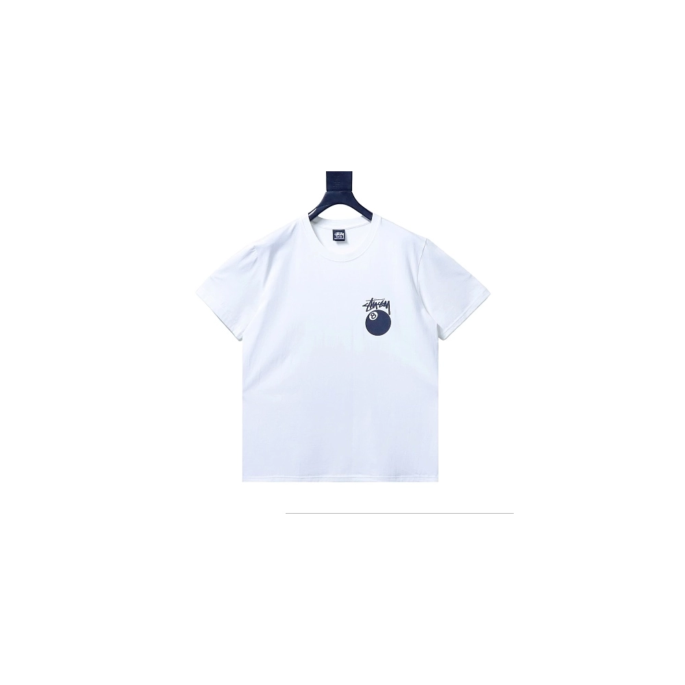 Stussy 8-Ball Billiards Graphic T-Shirt White,Stussy T-Shirts,T-Shirts,CLOTHES