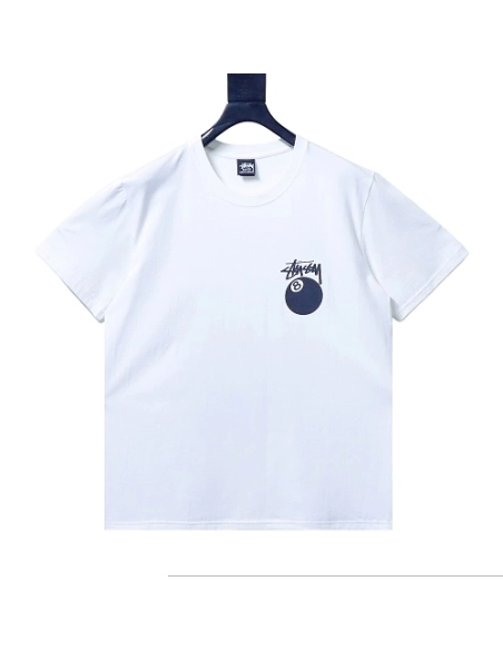 Stussy 8-Ball Billiards Graphic T-Shirt White,Stussy T-Shirts,T-Shirts,CLOTHES