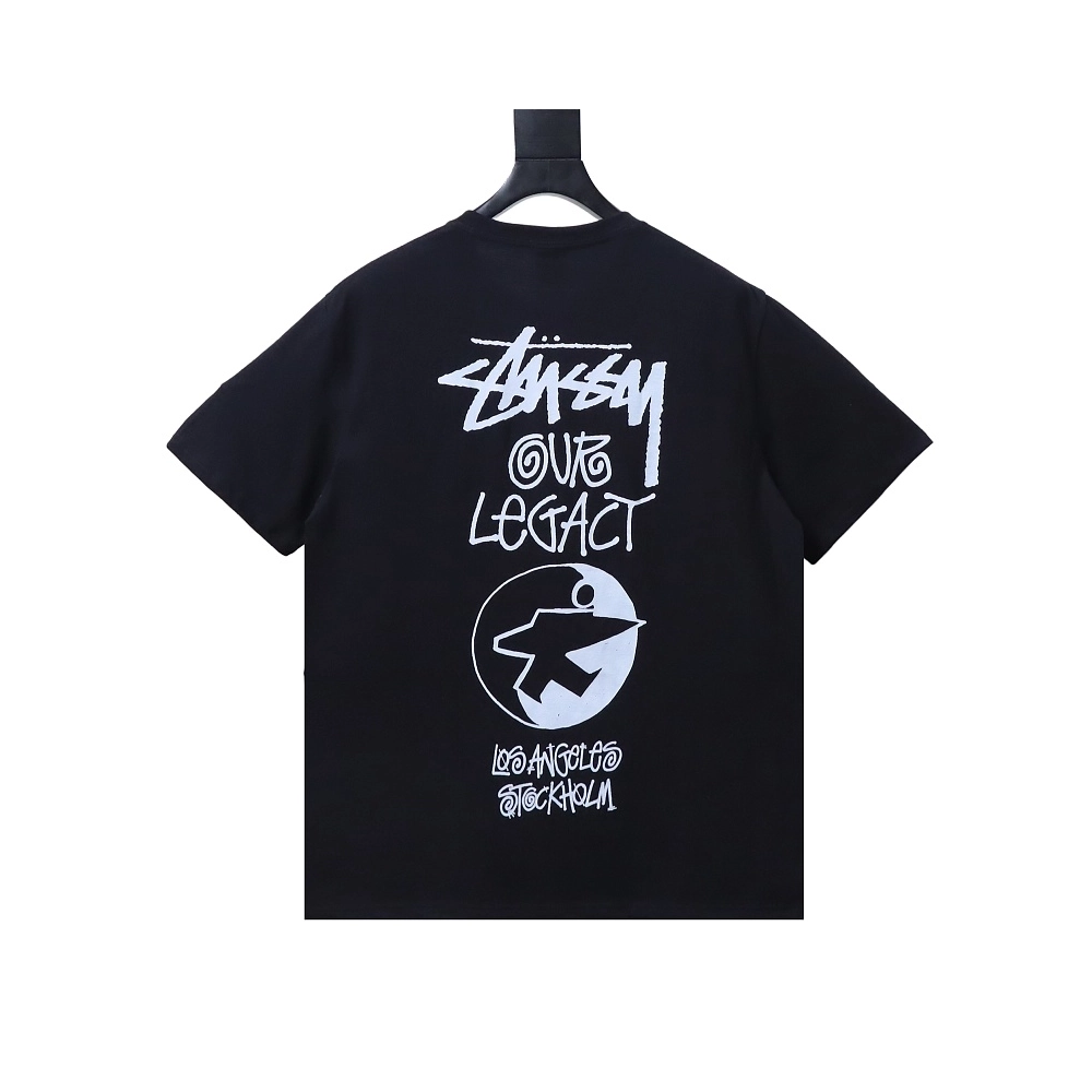 Stussy Cylindrical Logo Print T-Shirt Black,Stussy T-Shirts,T-Shirts,CLOTHES