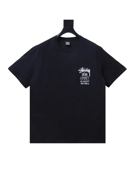 Stussy Cylindrical Logo Print T-Shirt Black,Stussy T-Shirts,T-Shirts,CLOTHES