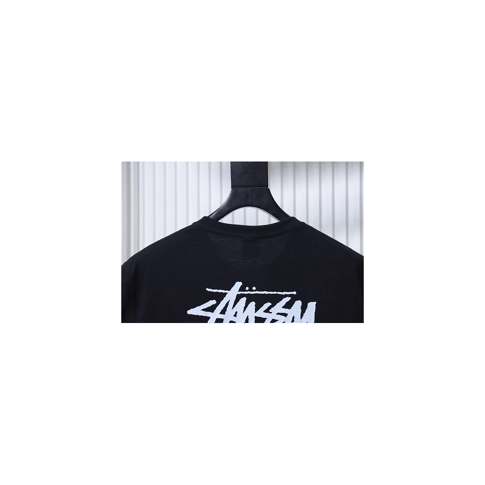 Stussy Cylindrical Logo Print T-Shirt Black,Stussy T-Shirts,T-Shirts,CLOTHES