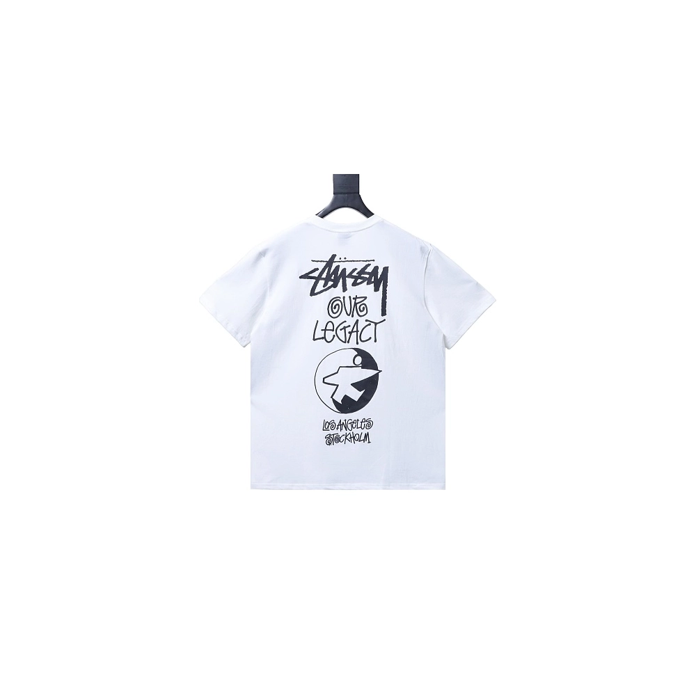 Stussy Cylindrical Logo Print T-Shirt White,Stussy T-Shirts,T-Shirts,CLOTHES