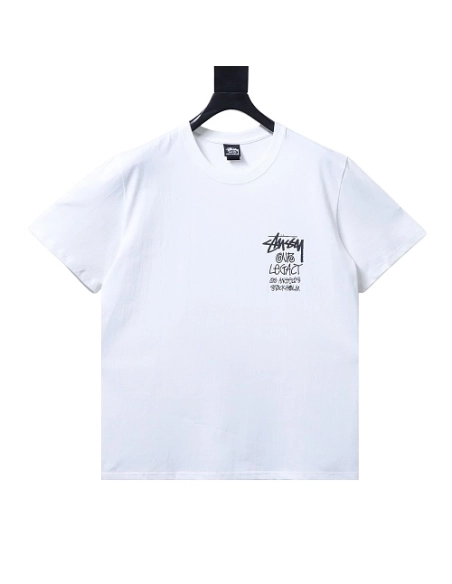 Stussy Cylindrical Logo Print T-Shirt White,Stussy T-Shirts,T-Shirts,CLOTHES