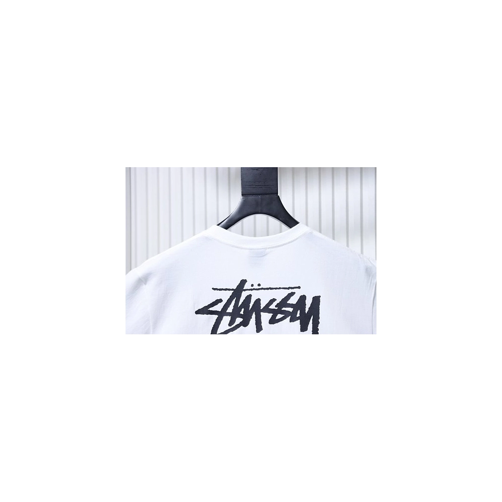 Stussy Cylindrical Logo Print T-Shirt White,Stussy T-Shirts,T-Shirts,CLOTHES