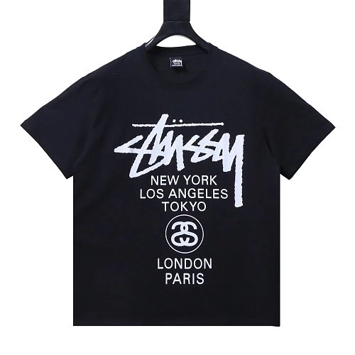 Stussy World Tour Graphic T-Shirt Black,Stussy T-Shirts,T-Shirts,CLOTHES