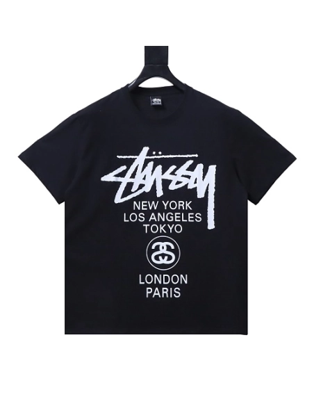 Stussy World Tour Graphic T-Shirt Black,Stussy T-Shirts,T-Shirts,CLOTHES