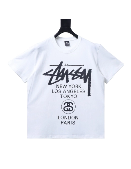Stussy World Tour Graphic T-Shirt White,Stussy T-Shirts,T-Shirts,CLOTHES