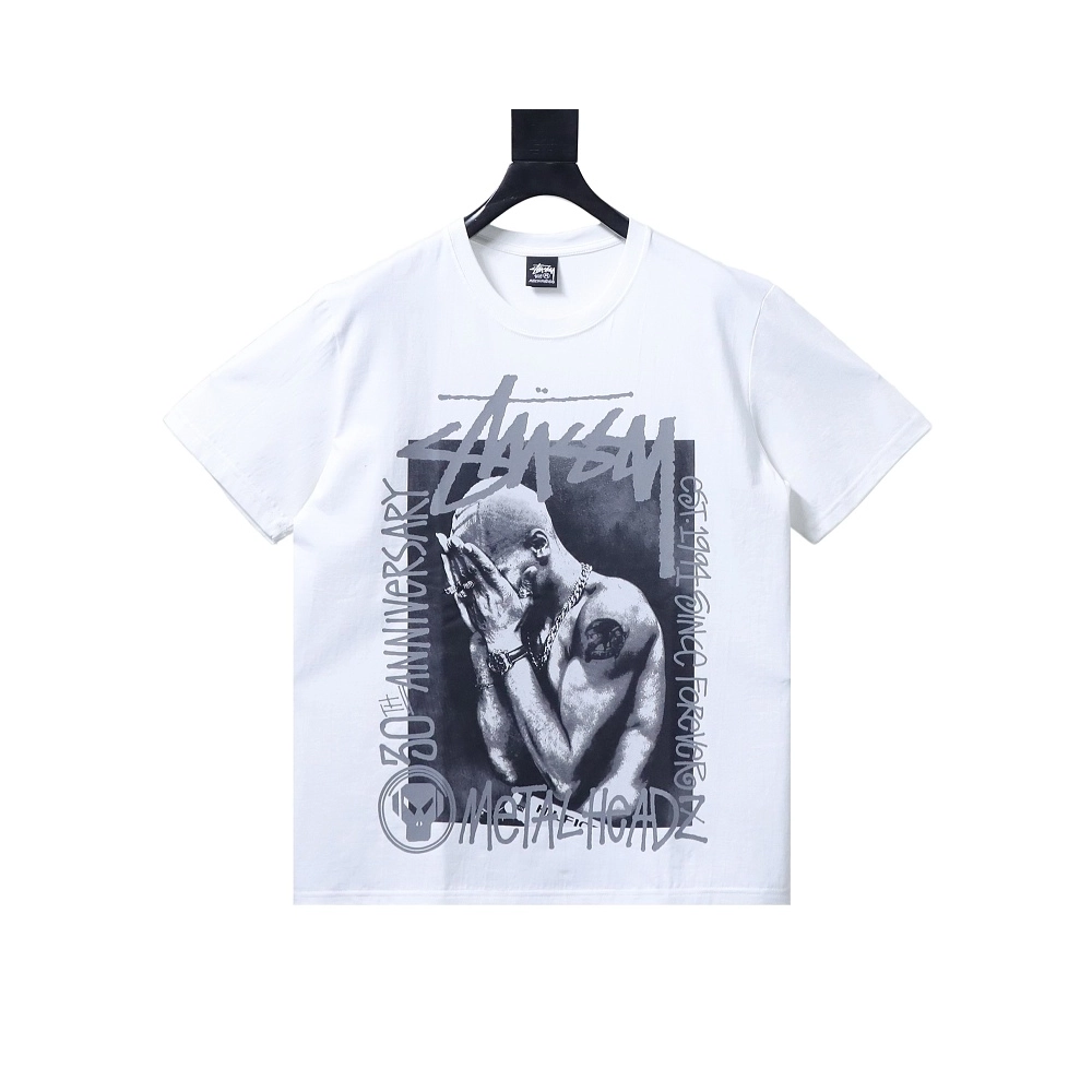 Stussy x Metalheadz Collaborative Character Print T-Shirt White,Stussy T-Shirts,T-Shirts,CLOTHES