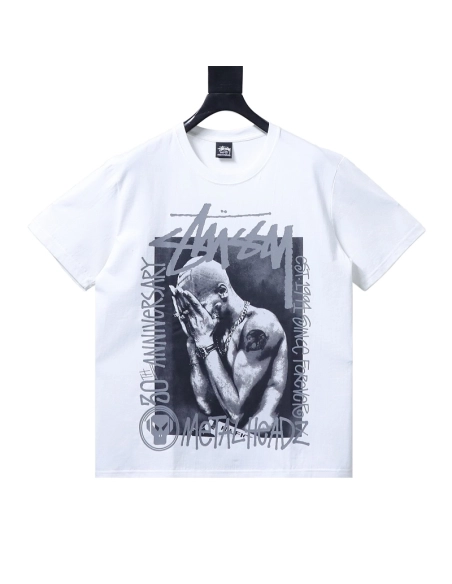 Stussy x Metalheadz Collaborative Character Print T-Shirt White,Stussy T-Shirts,T-Shirts,CLOTHES