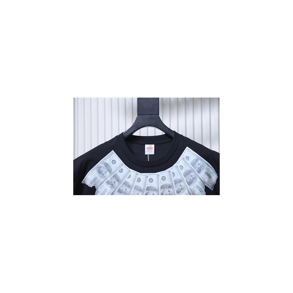 Supreme MM6 Maison Margiela US Dollar Print T-Shirt Black,Supreme T-Shirts,T-Shirts,CLOTHES