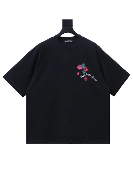 Chrome Hearts Floral Applique T-shirt Black,Chrome Hearts T-Shirts,T-Shirts,CLOTHES