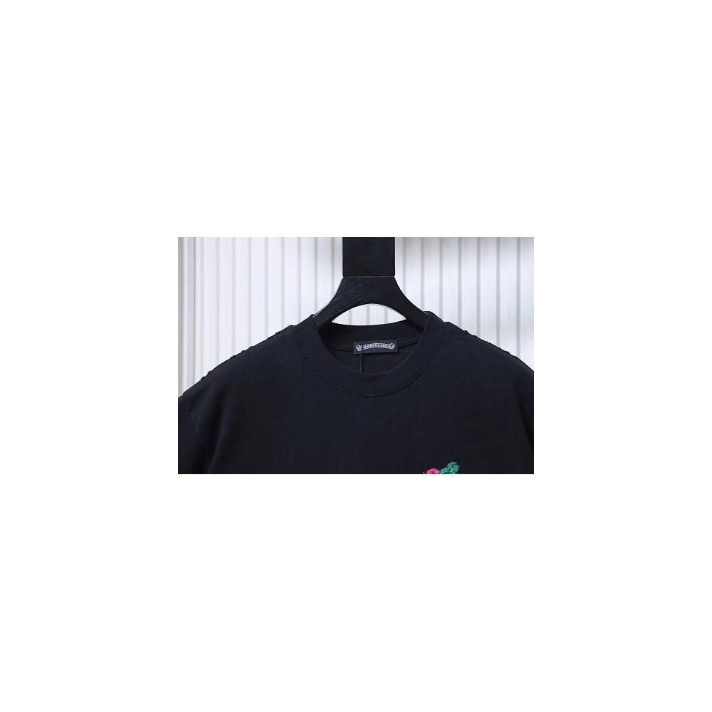 Chrome Hearts Floral Applique T-shirt Black,Chrome Hearts T-Shirts,T-Shirts,CLOTHES