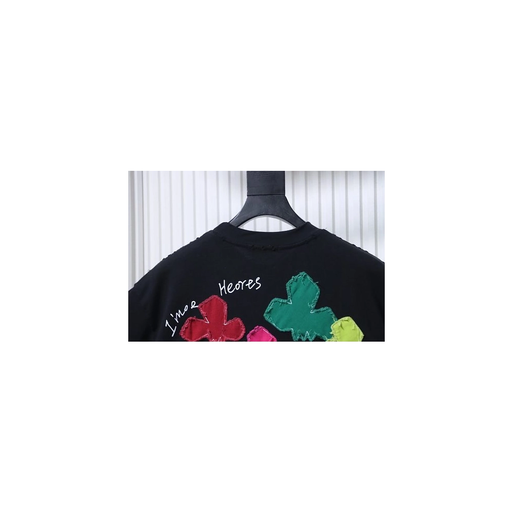Chrome Hearts Floral Applique T-shirt Black,Chrome Hearts T-Shirts,T-Shirts,CLOTHES