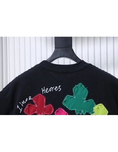 Chrome Hearts Floral Applique T-shirt Black,Chrome Hearts T-Shirts,T-Shirts,CLOTHES