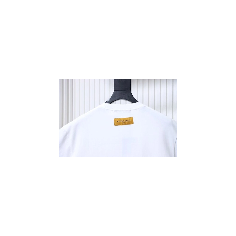 Louis Vuitton Linear Beaded Embroidery T-Shirt White,Louis Vuitton T-Shirts,T-Shirts,CLOTHES