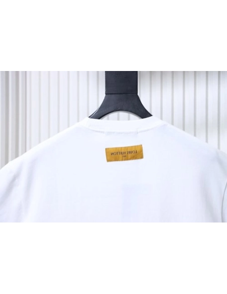 Louis Vuitton Linear Beaded Embroidery T-Shirt White,Louis Vuitton T-Shirts,T-Shirts,CLOTHES