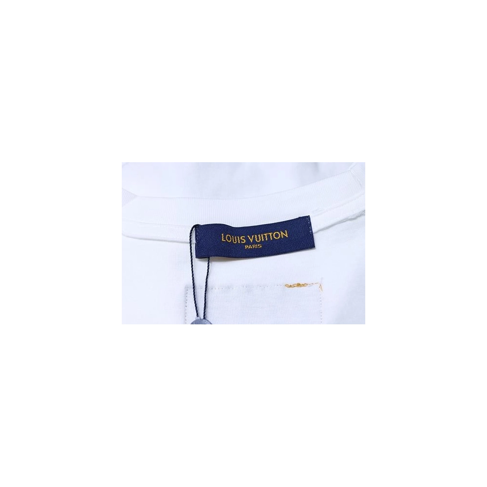 Louis Vuitton Linear Beaded Embroidery T-Shirt White,Louis Vuitton T-Shirts,T-Shirts,CLOTHES
