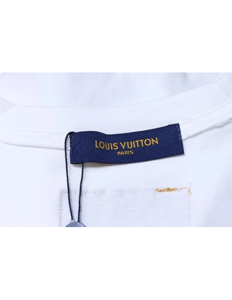 Louis Vuitton Linear Beaded Embroidery T-Shirt White,Louis Vuitton T-Shirts,T-Shirts,CLOTHES