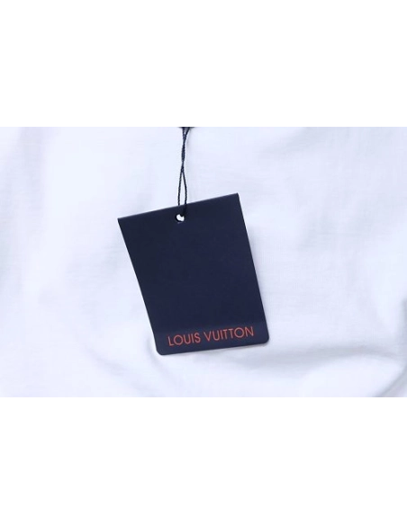Louis Vuitton Linear Beaded Embroidery T-Shirt White,Louis Vuitton T-Shirts,T-Shirts,CLOTHES
