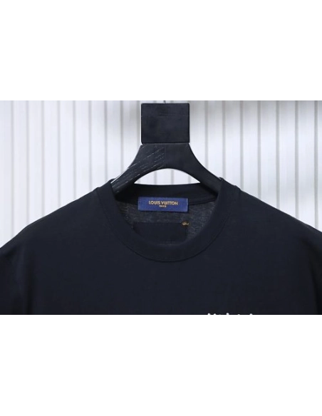 Louis Vuitton Linear Beaded Embroidery T-Shirt Black,Louis Vuitton T-Shirts,T-Shirts,CLOTHES
