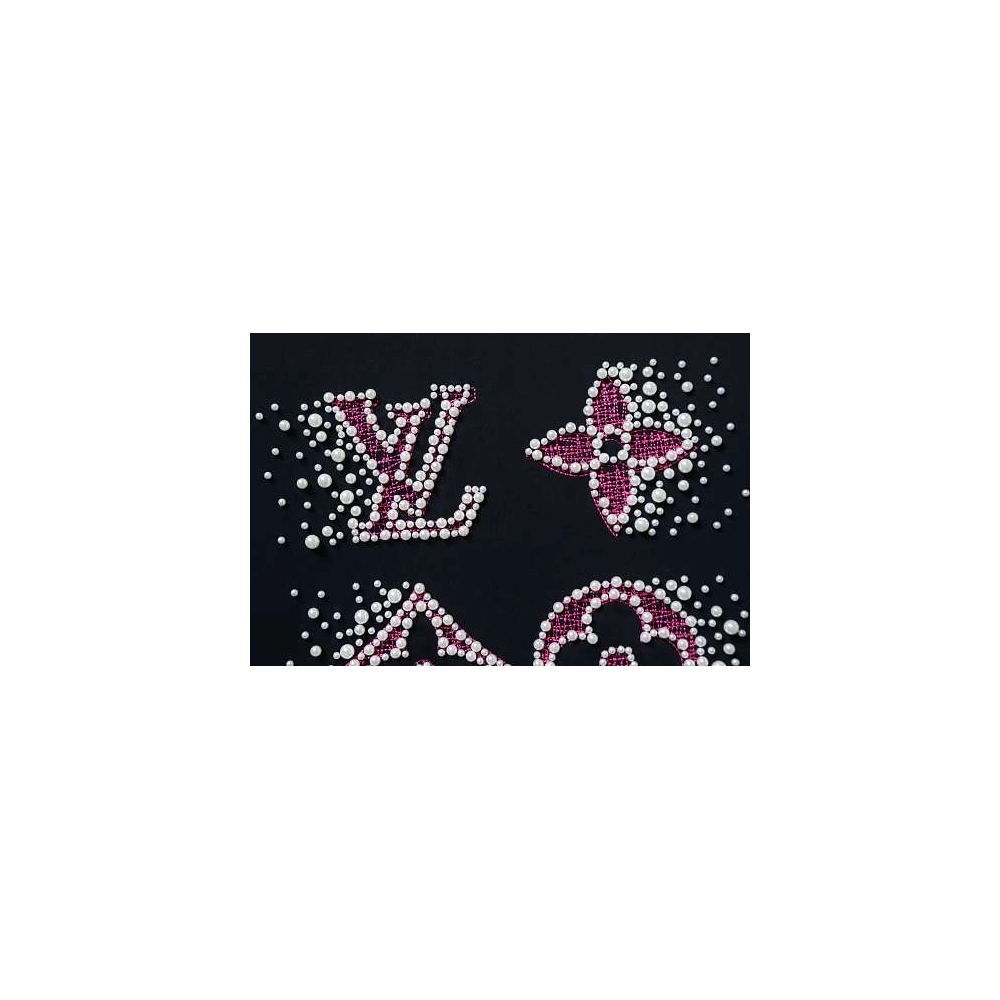 Louis Vuitton Linear Beaded Embroidery T-Shirt Black,Louis Vuitton T-Shirts,T-Shirts,CLOTHES
