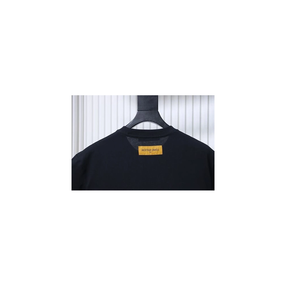 Louis Vuitton Linear Beaded Embroidery T-Shirt Black,Louis Vuitton T-Shirts,T-Shirts,CLOTHES