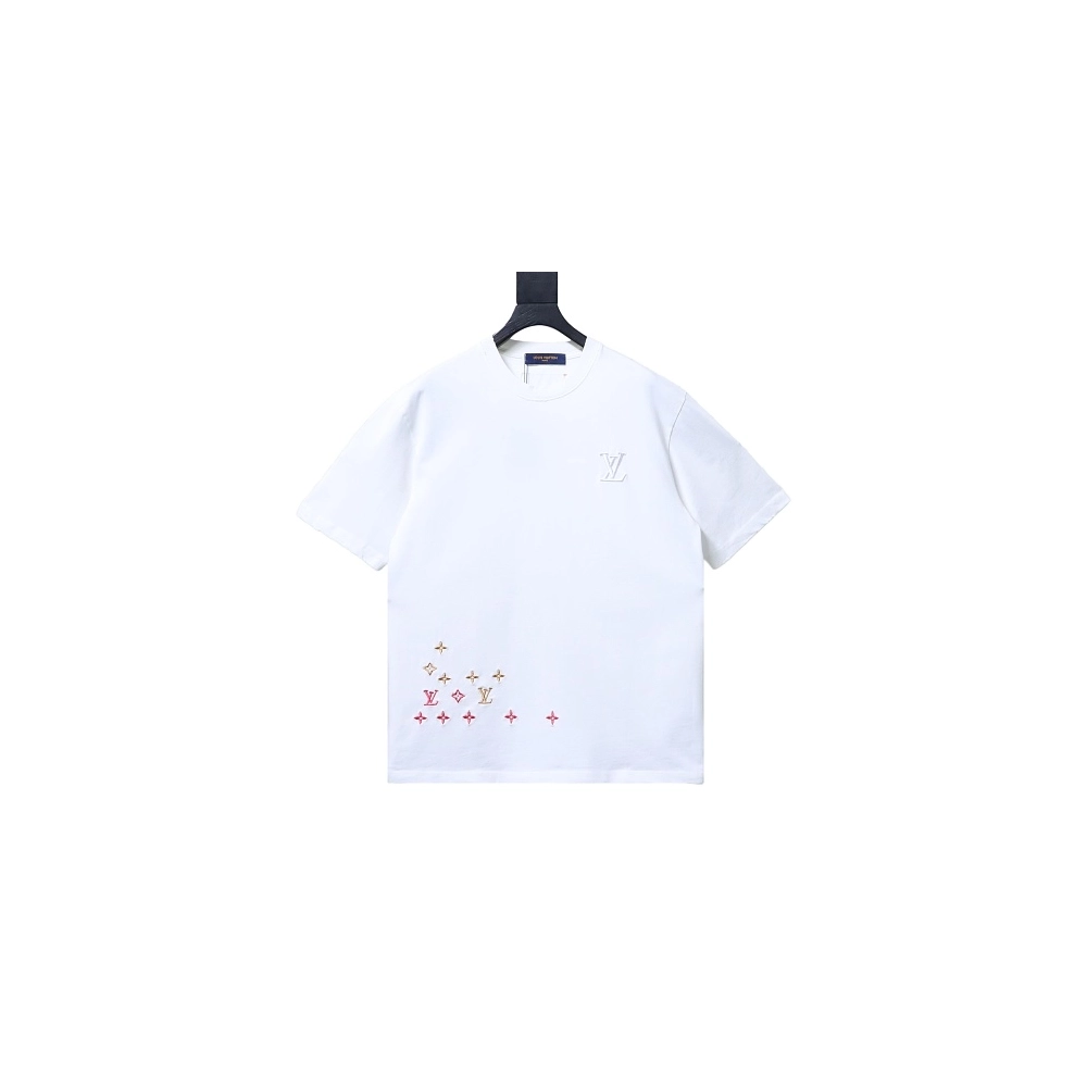 Louis Vuitton Embroidered Hem T-Shirt White,Louis Vuitton T-Shirts,T-Shirts,CLOTHES