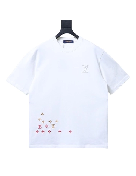 Louis Vuitton Embroidered Hem T-Shirt White,Louis Vuitton T-Shirts,T-Shirts,CLOTHES