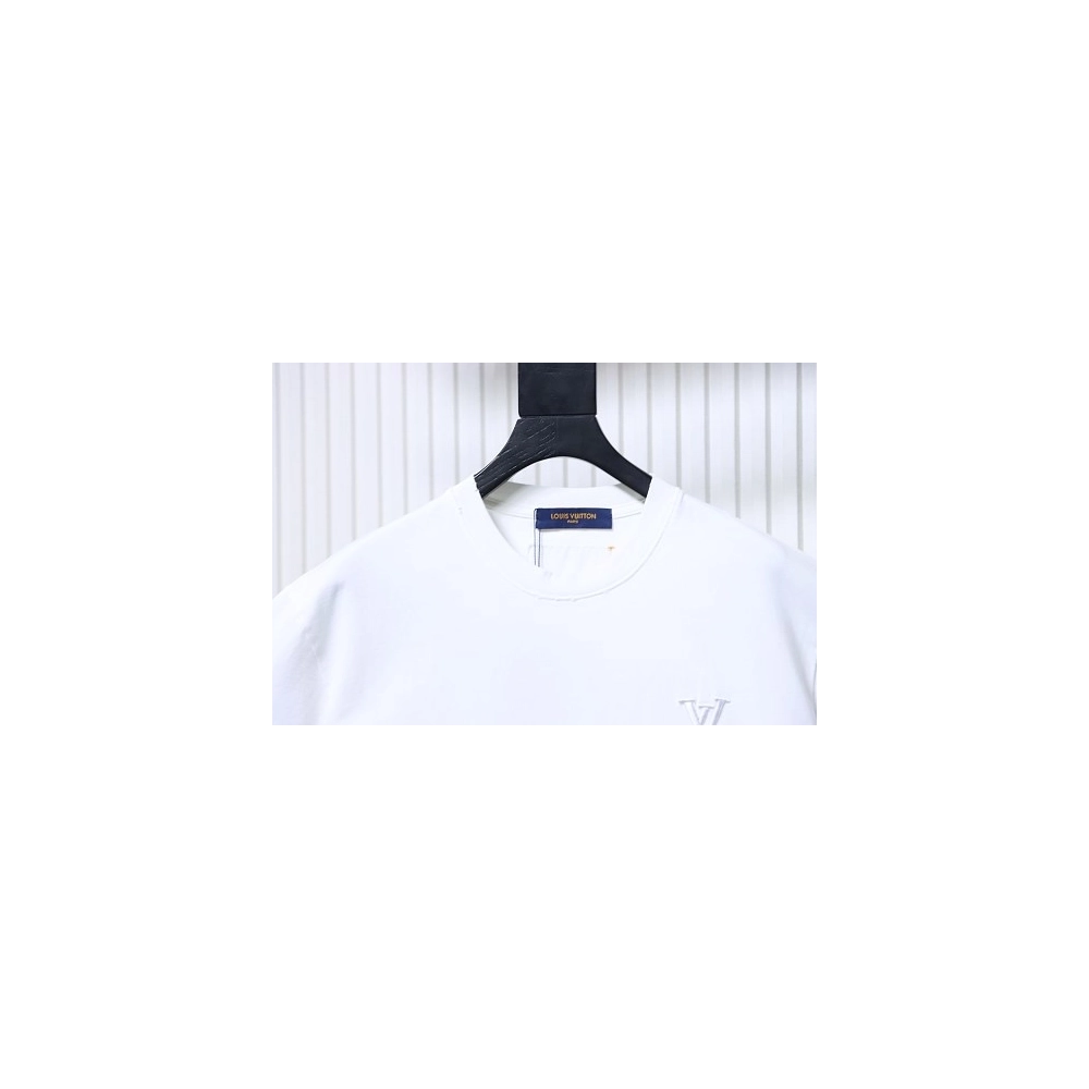 Louis Vuitton Embroidered Hem T-Shirt White,Louis Vuitton T-Shirts,T-Shirts,CLOTHES