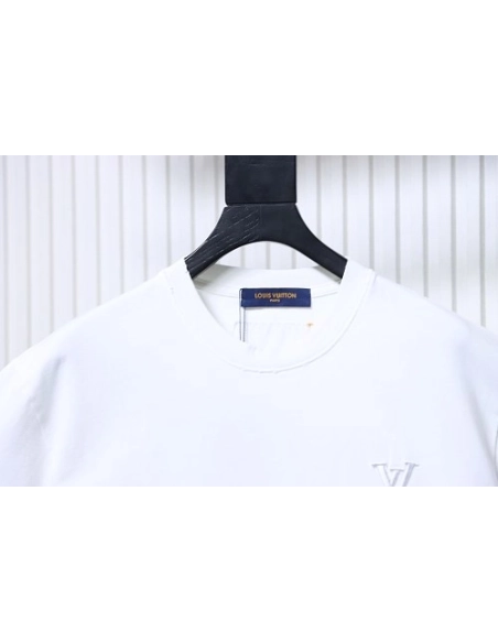 Louis Vuitton Embroidered Hem T-Shirt White,Louis Vuitton T-Shirts,T-Shirts,CLOTHES