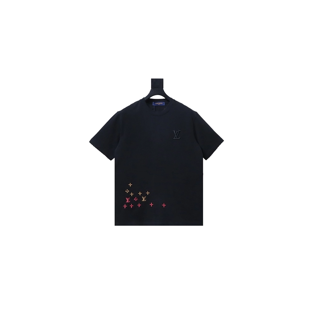 Louis Vuitton Embroidered Hem T-Shirt Black,Louis Vuitton T-Shirts,T-Shirts,CLOTHES