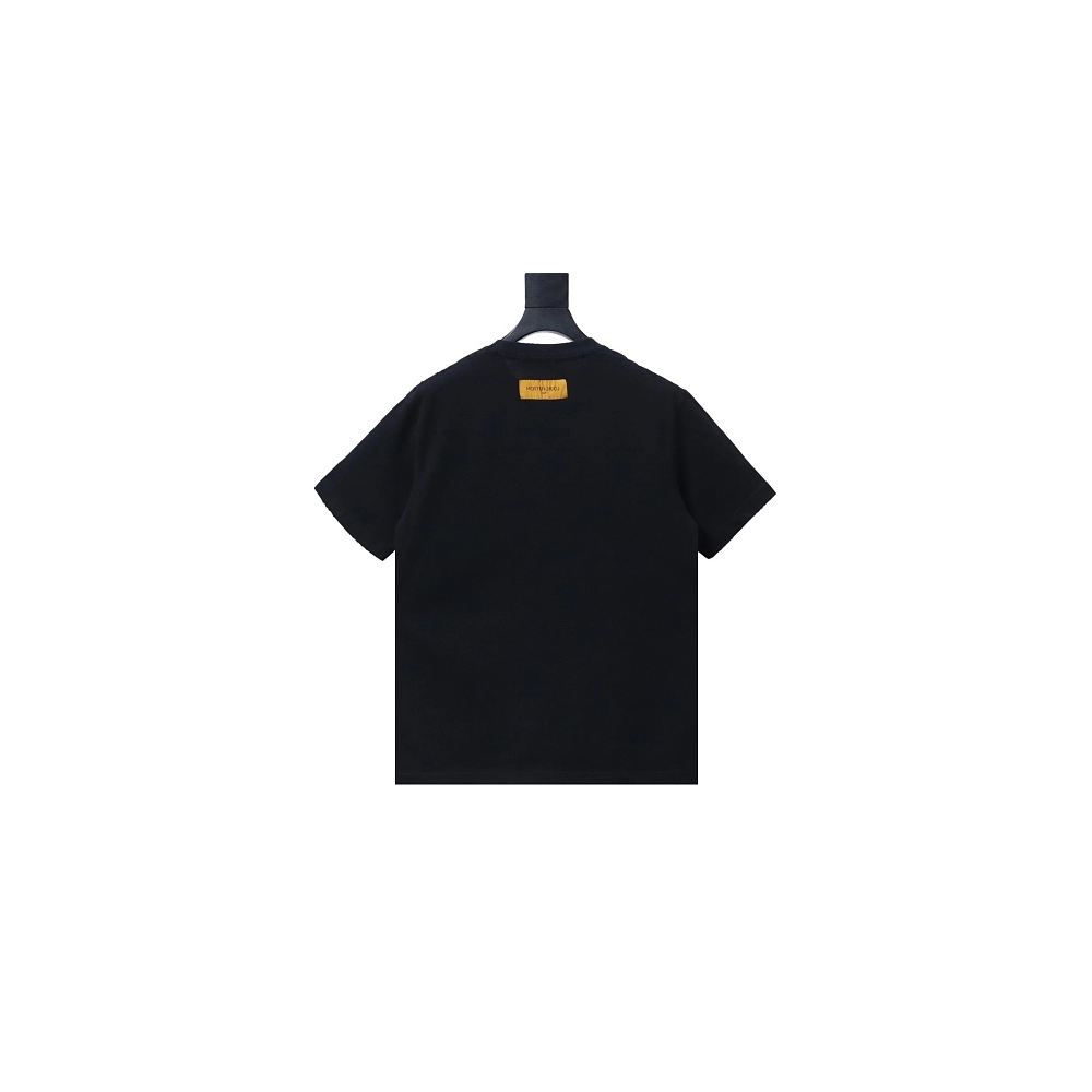 Louis Vuitton Embroidered Hem T-Shirt Black,Louis Vuitton T-Shirts,T-Shirts,CLOTHES