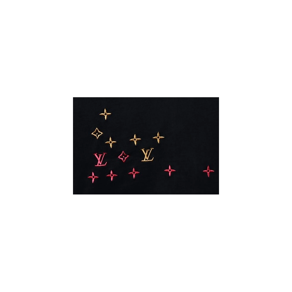 Louis Vuitton Embroidered Hem T-Shirt Black,Louis Vuitton T-Shirts,T-Shirts,CLOTHES