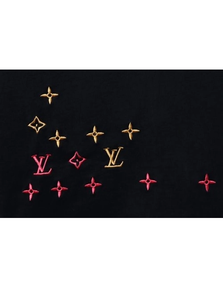 Louis Vuitton Embroidered Hem T-Shirt Black,Louis Vuitton T-Shirts,T-Shirts,CLOTHES