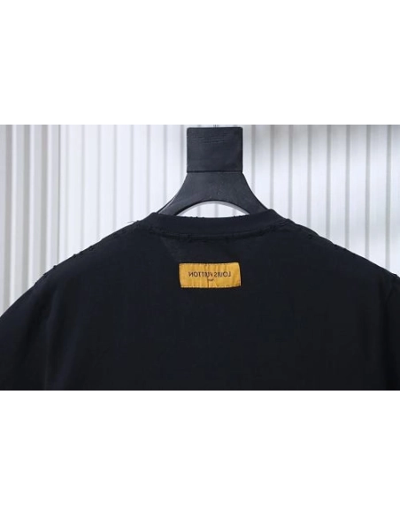 Louis Vuitton Embroidered Hem T-Shirt Black,Louis Vuitton T-Shirts,T-Shirts,CLOTHES