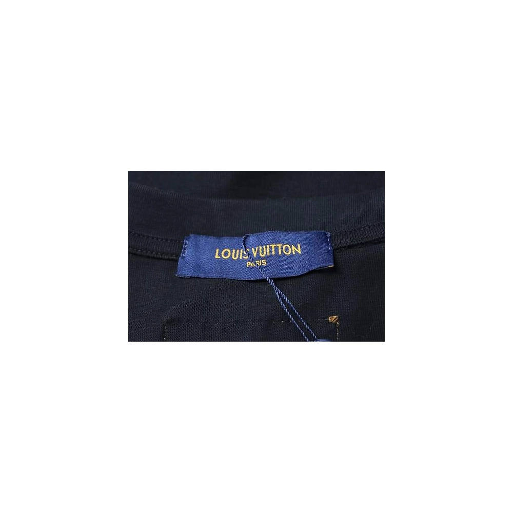 Louis Vuitton Embroidered Hem T-Shirt Black,Louis Vuitton T-Shirts,T-Shirts,CLOTHES