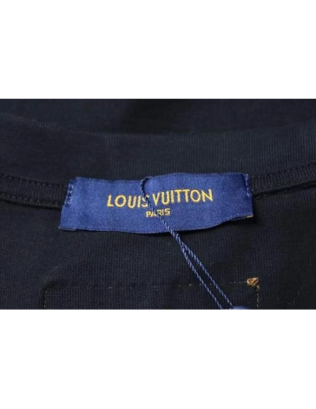 Louis Vuitton Embroidered Hem T-Shirt Black,Louis Vuitton T-Shirts,T-Shirts,CLOTHES