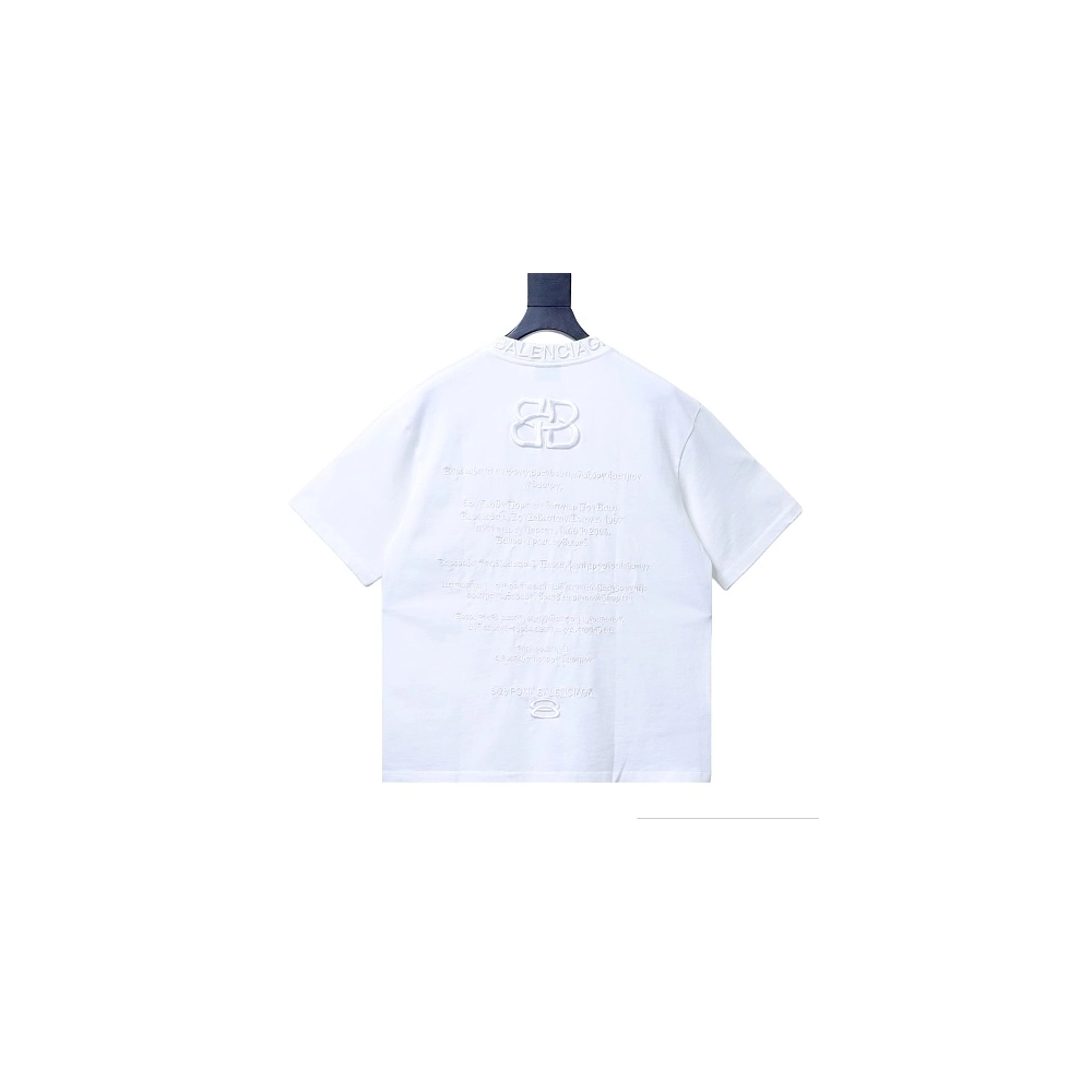 Balenciaga Roma Series Embroidered Distressed T-Shirt White,Balenciaga T-Shirts,T-Shirts,CLOTHES