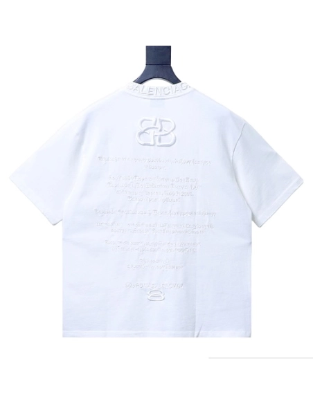 Balenciaga Roma Series Embroidered Distressed T-Shirt White,Balenciaga T-Shirts,T-Shirts,CLOTHES