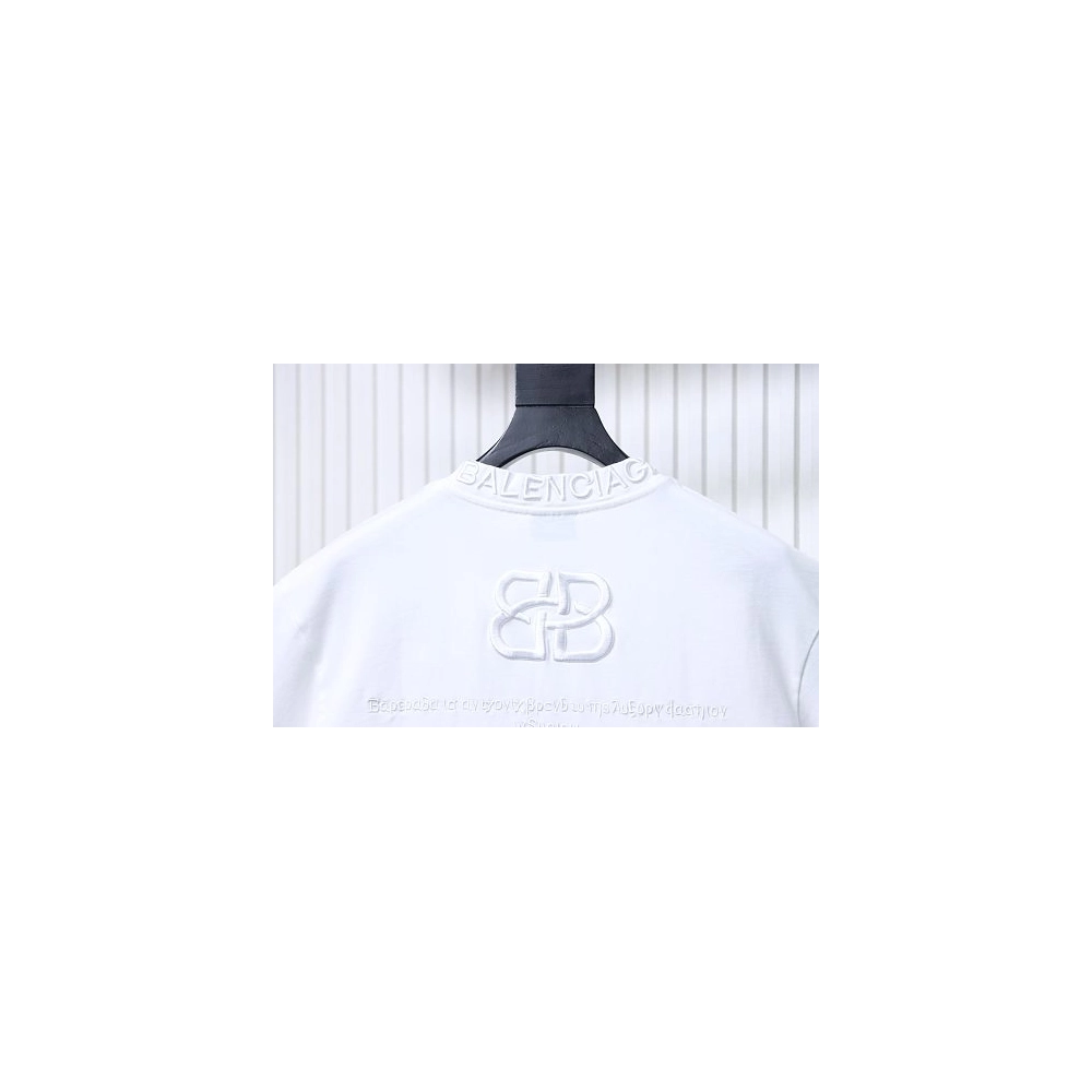 Balenciaga Roma Series Embroidered Distressed T-Shirt White,Balenciaga T-Shirts,T-Shirts,CLOTHES