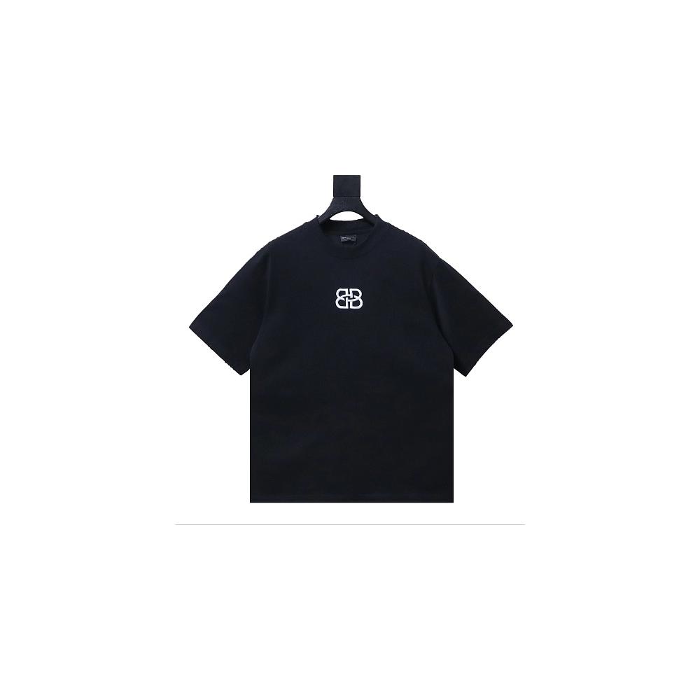 Balenciaga Roma Series Embroidered Distressed T-Shirt Black,Balenciaga T-Shirts,T-Shirts,CLOTHES